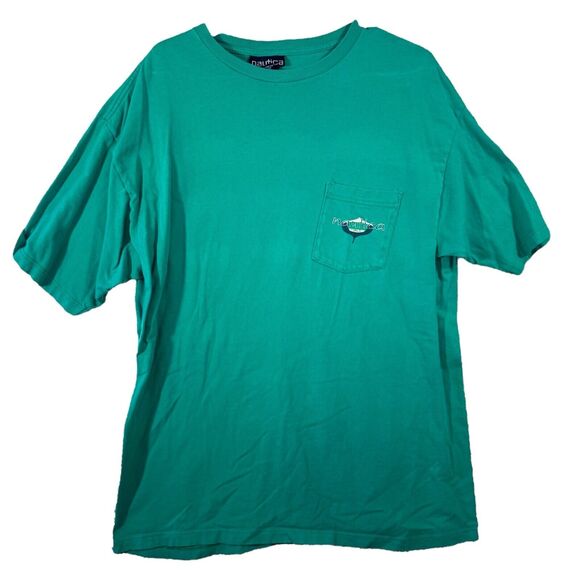 Nautica Bermuda Fishing Green T-Shirt Men's Oversized Summer Top Vacation Tee 2X - Picture 2 of 8